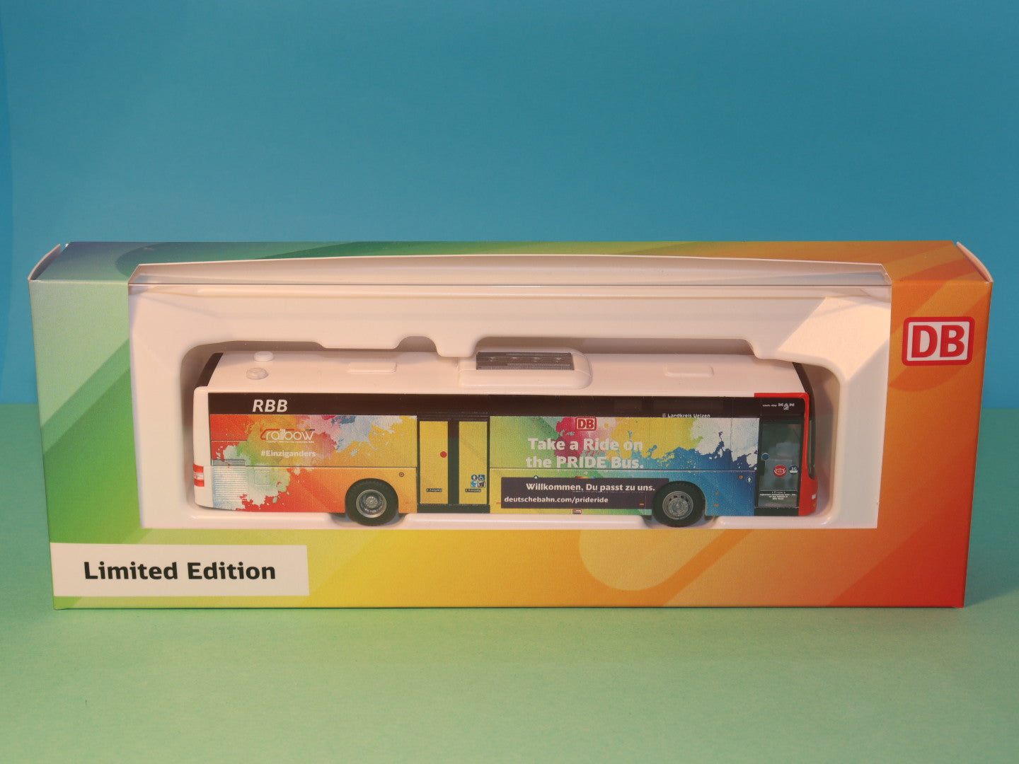 MAN Lions City Ü DB Pride Bus, RBB Deutsche Bahn Modellbus Rietze