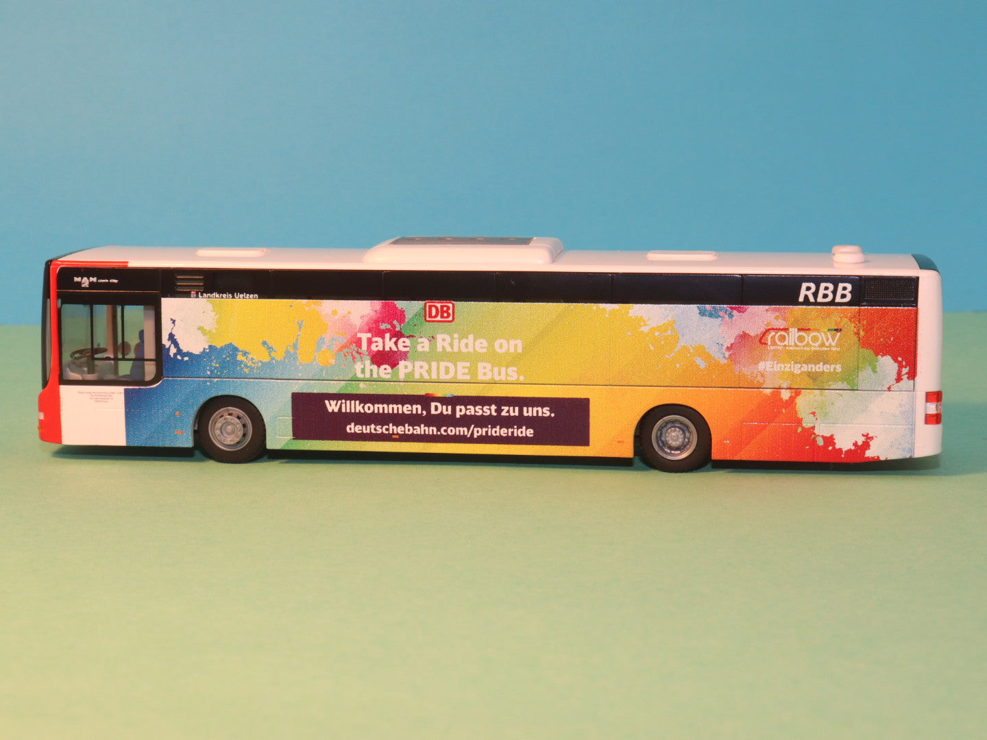 MAN Lions City Ü DB Pride Bus, RBB Deutsche Bahn Modellbus Rietze