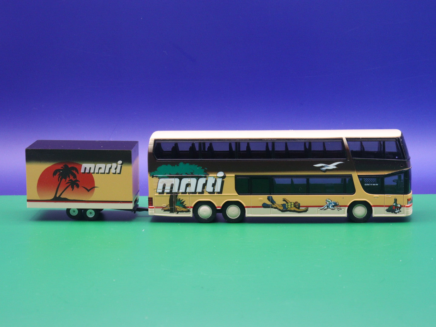 Setra S 328 - Marti Doppelstock mit Anhänger - Modellbus Rietze Reisebus