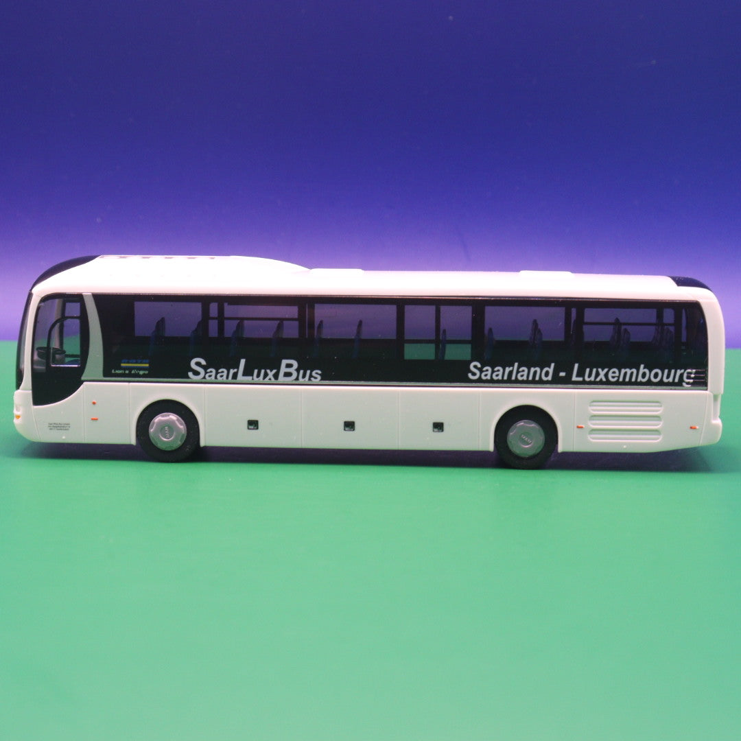 MAN Lions Regio - Saar Lux Bus - Saarland Luxembourg - Linie 155 Merzig - OVP beschädigt, Rückleuchten fehlen - Modellbus Rietze