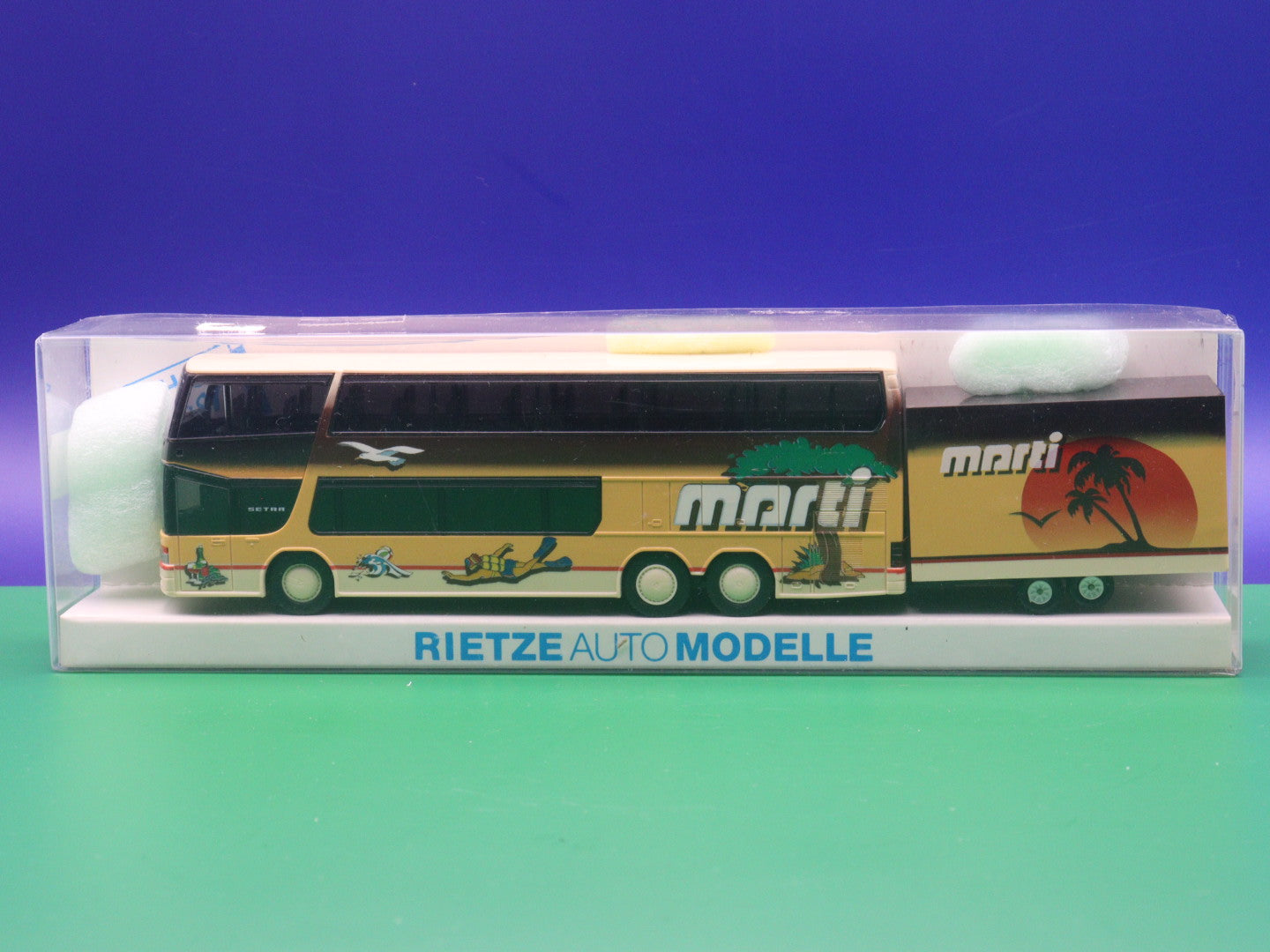 Setra S 328 - Marti Doppelstock mit Anhänger - Modellbus Rietze Reisebus