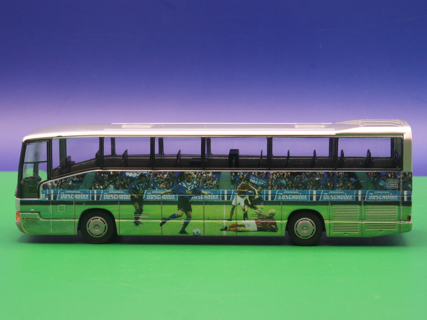 Mercedes Benz O 404 RHD - Fußball Waldhof Mannheim 1995/1996 - Modellbus Rietze Reisebus
