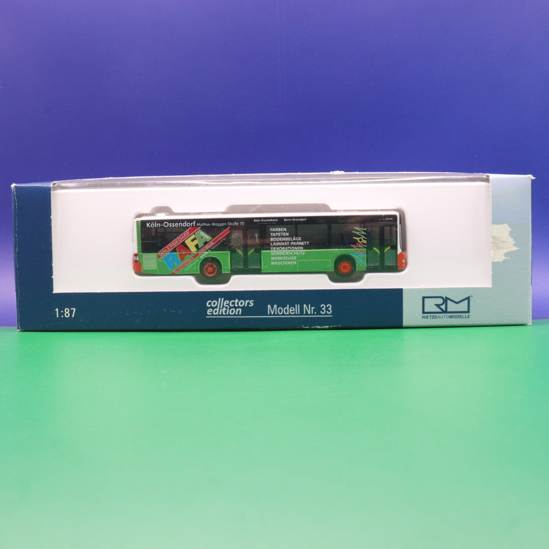 MAN Lions City - KVB Köln - RAFA Malerbedarf Linie 145 Bachem - Modellbus Rietze 67472
