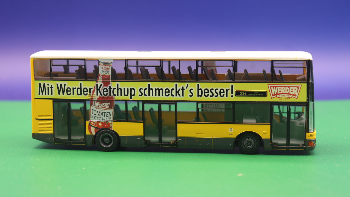 MAN/ABB Henschel DN 95 - BVG Berlin - Werder Feinkost - Modellbus Rietze 67512 (Erscheinungsjahr: 06/2009) OHNE OVP