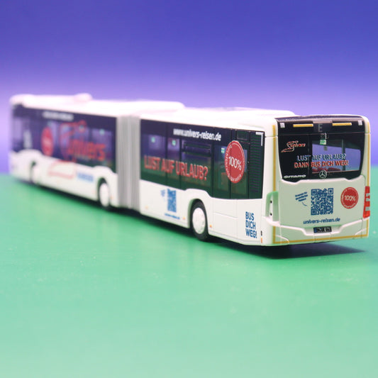 (HECKLEUCHTE FEHLT!!!) Mercedes Benz Citaro C2 G - Univers Reisen - Bonn - Linie E Pützchens
Markt (im Auftrag der SWB) - Modellbus Rietze 69311-3