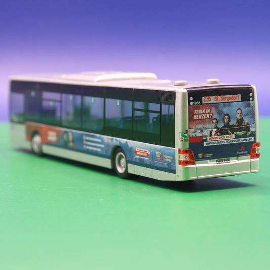MAN Lions City - VHH Hamburg Holstein - 150 Jahre Feuerwehr Hamburg - Linie 235 Bf Bergedorf - Modellbus Rietze 73925