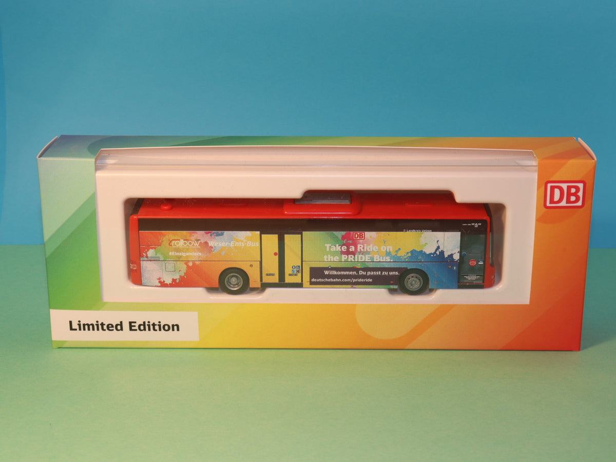 MAN Lions City Ü DB Pride bus, Weser Ems bus, Deutsche Bahn model bus Rietze
