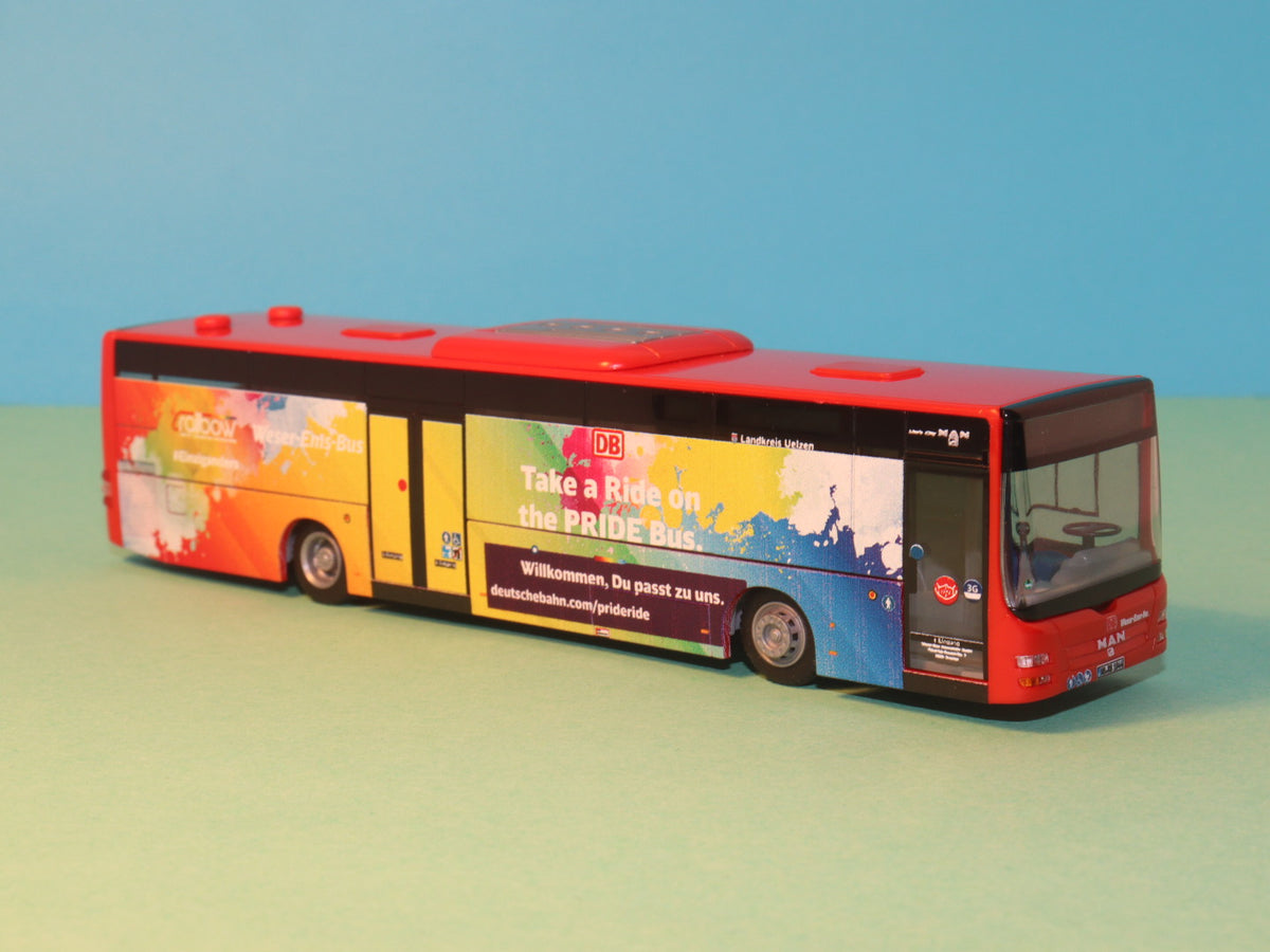 MAN Lions City Ü DB Pride bus, Weser Ems bus, Deutsche Bahn model bus Rietze