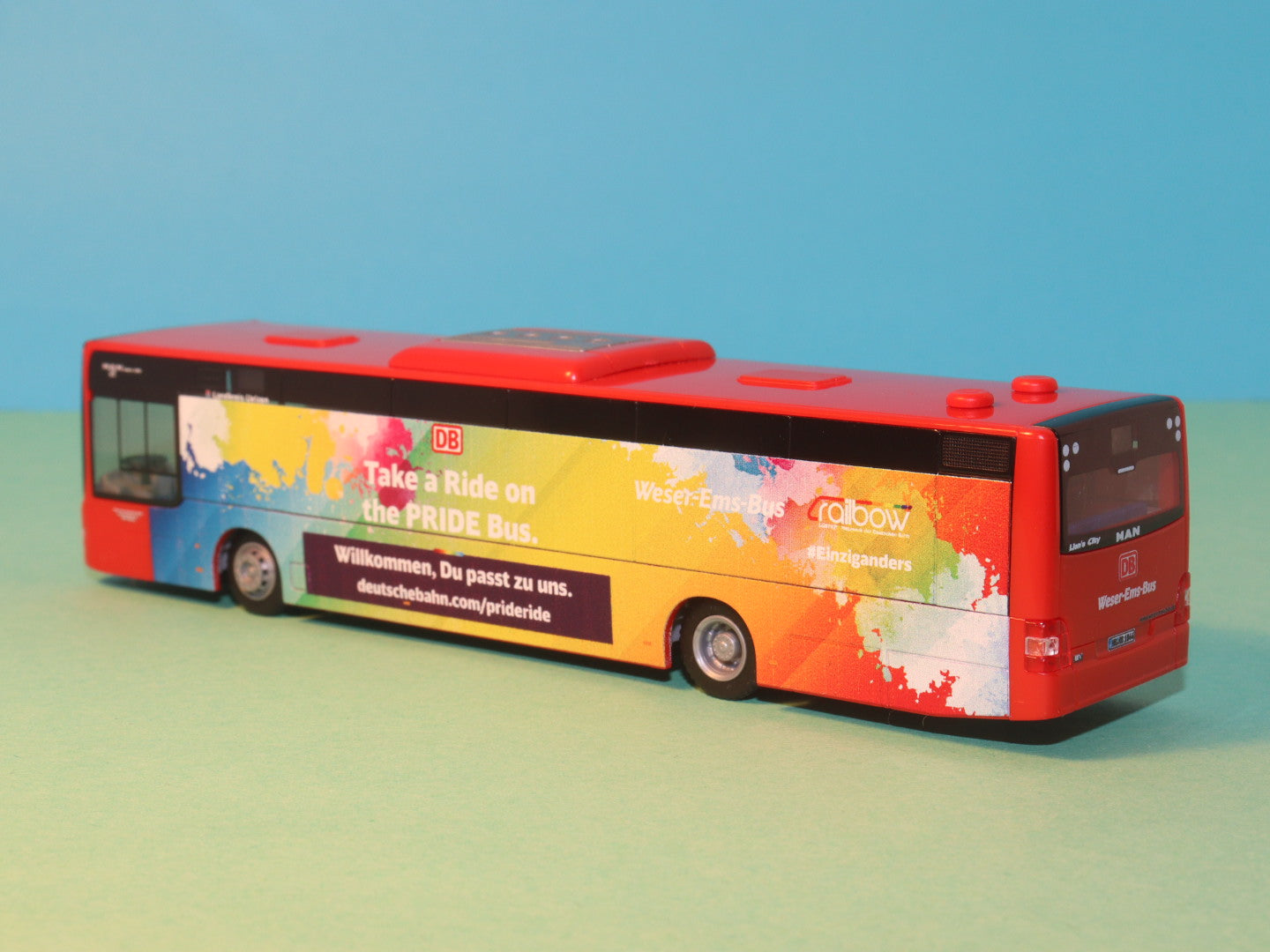 MAN Lions City Ü DB Pride Bus, Weser Ems Bus, Deutsche Bahn Modellbus Rietze