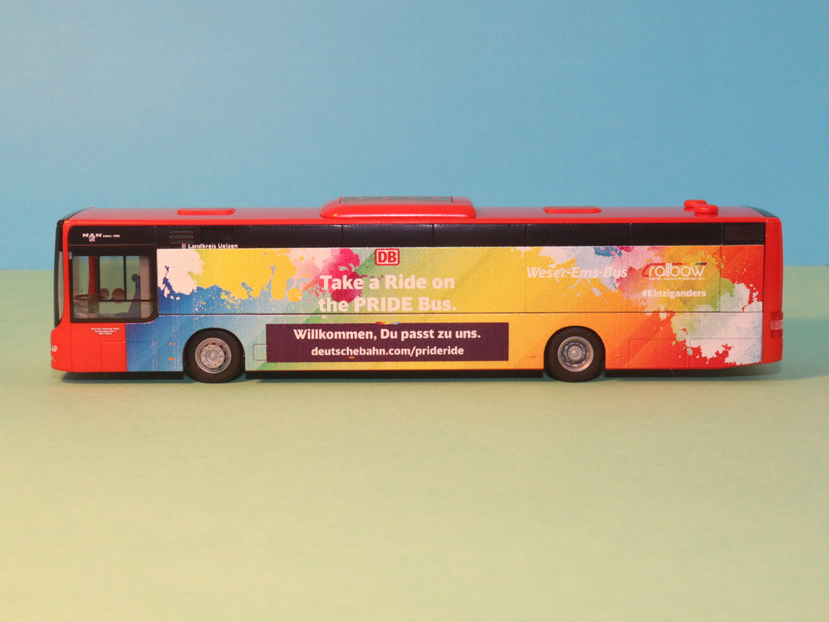 MAN Lions City Ü DB Pride bus, Weser Ems bus, Deutsche Bahn model bus Rietze