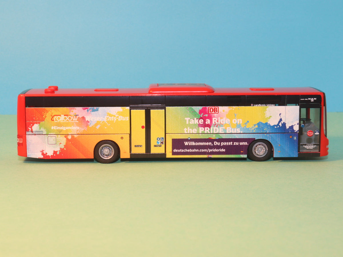 MAN Lions City Ü DB Pride bus, Weser Ems bus, Deutsche Bahn model bus Rietze