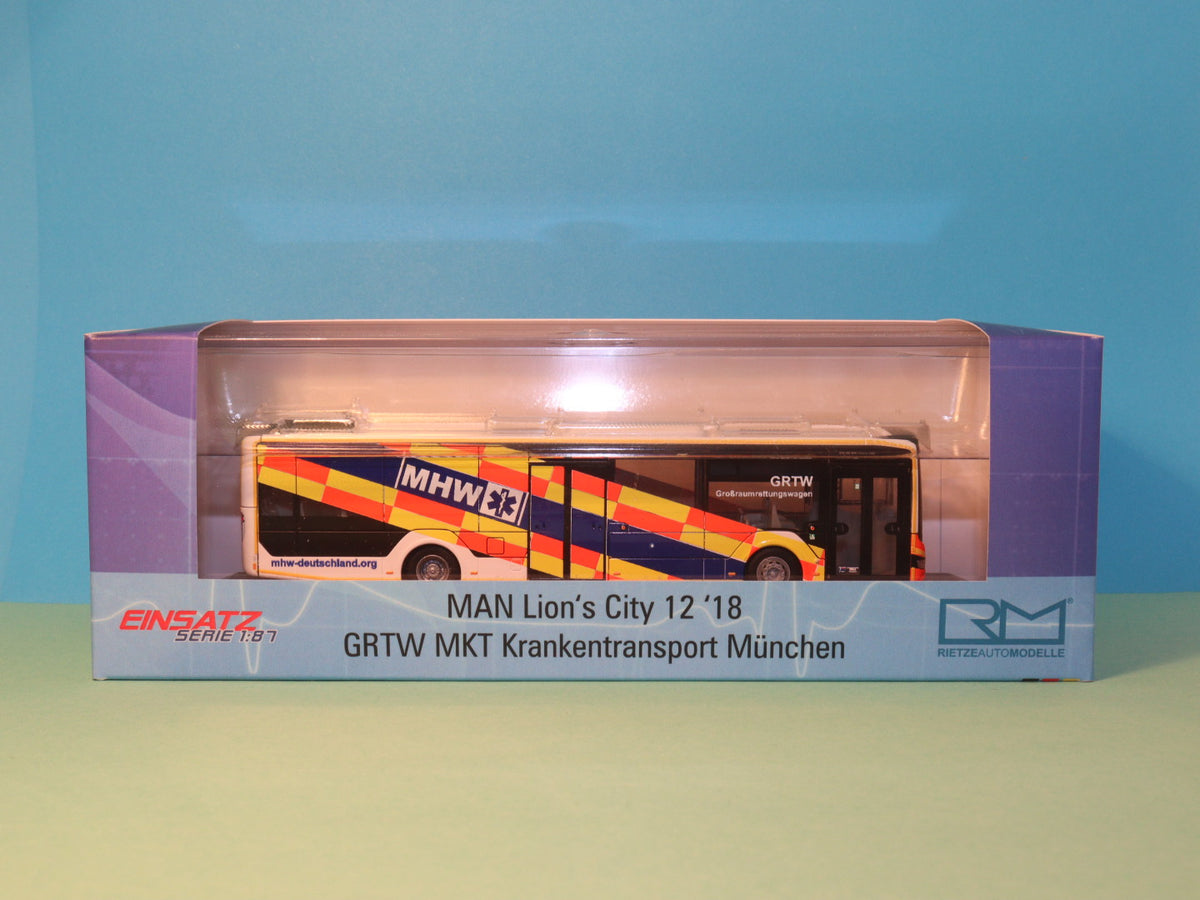 MAN Lion s City 12, GRTW MKT ambulance Munich, 2018 model bus Rietze 75387