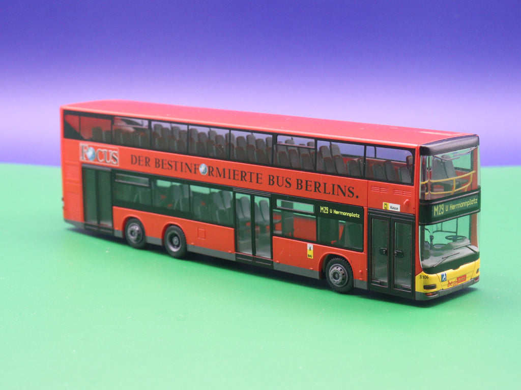 MAN Lions City DL07 - BVG Berlin - Focus Der Bestinformierte Bus aus Berlin - Linie M29 U Hermannplatz - Modellbus Rietze 67331
