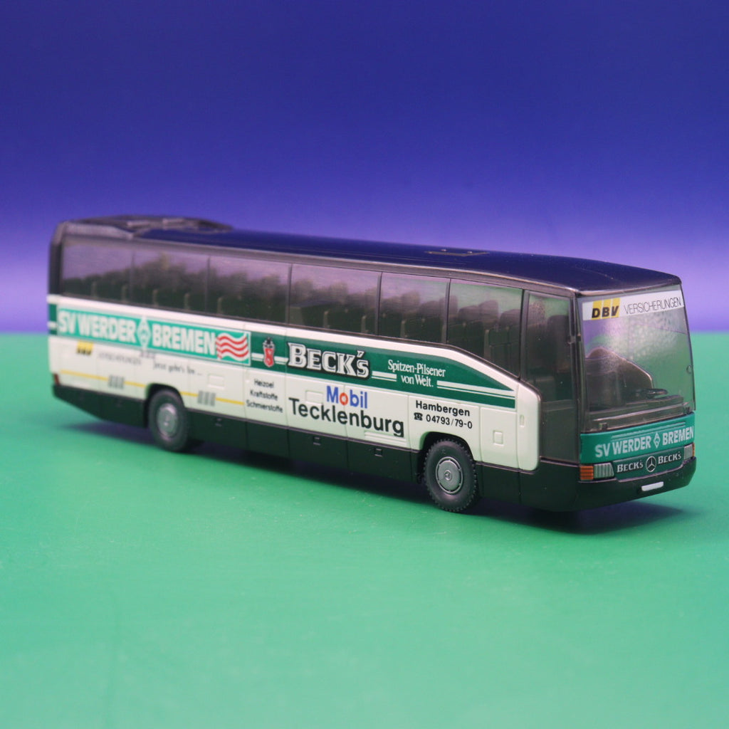 Mercedes Benz O 404 RHD  - SV Werder Bremen, Becks - Gebraucht, Ohne OVP - Modellbus Wiking