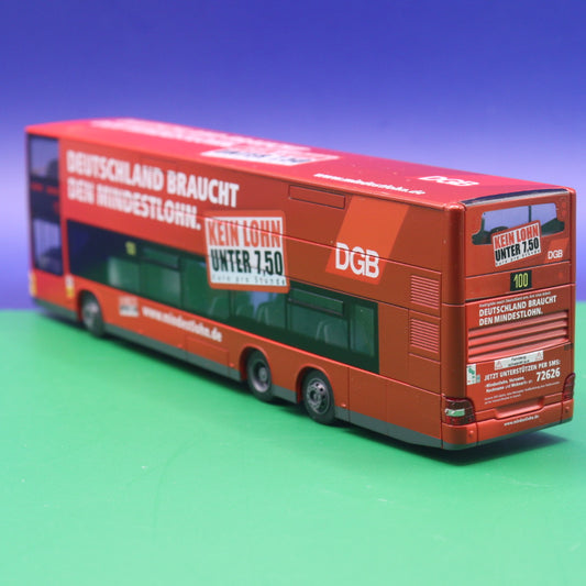 MAN DL 07 - BVG Berlin - DGB Deutschland braucht den Mindestlohn - Kein Lohn unter 7,50 - Linie 100 S+U Bahnhof Alexanderplatz - Modellbus Rietze