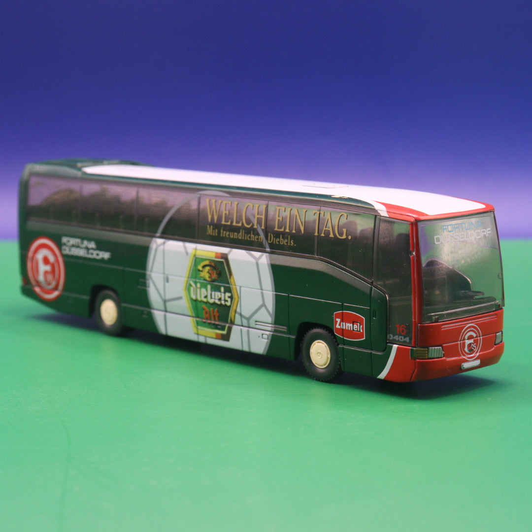 Mercedes Benz O 404 RHD  - Fortuna Düsseldorf, Diebels - Gebraucht, Ohne OVP - Modellbus Wiking