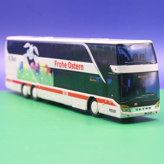 Setra S 431 DT Reisebus - DB ICE IC Bus - Frohe Ostern - Ziel: München - ARZC Reisen - AWM Modellbus
