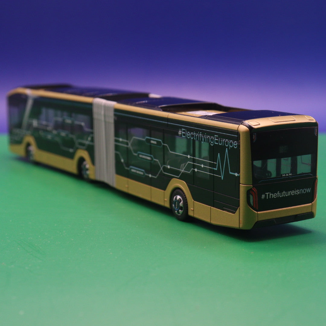 MAN New Lions City 18E - Gold Vorführdesign - Electrifying Europe - MAN Truck & BUS SE Modellbus Rietze 76500