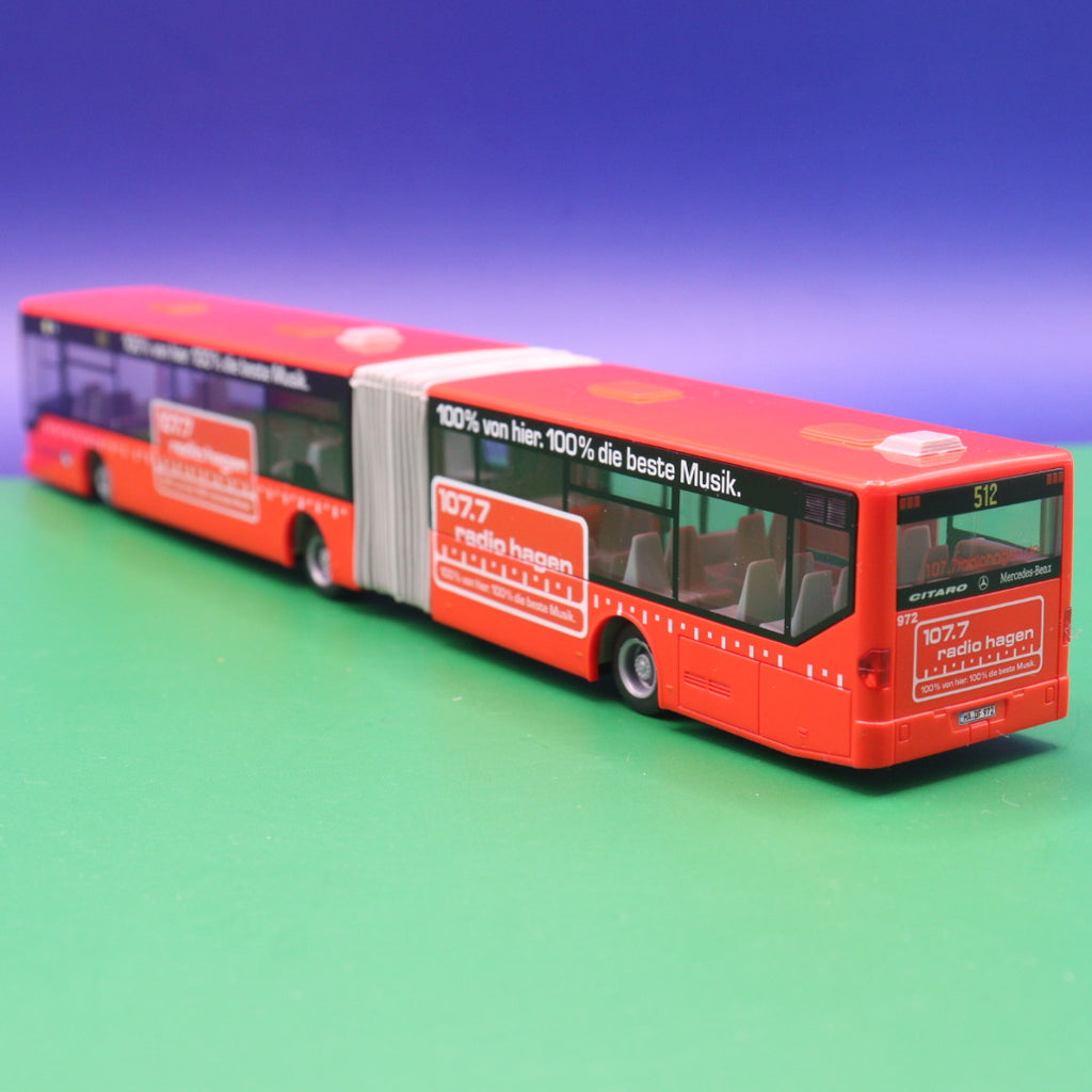Mercedes Benz O530 Citaro G - 107.7 Radio Hagen - Hagener Straßenbahnen - Modellbus Rietze