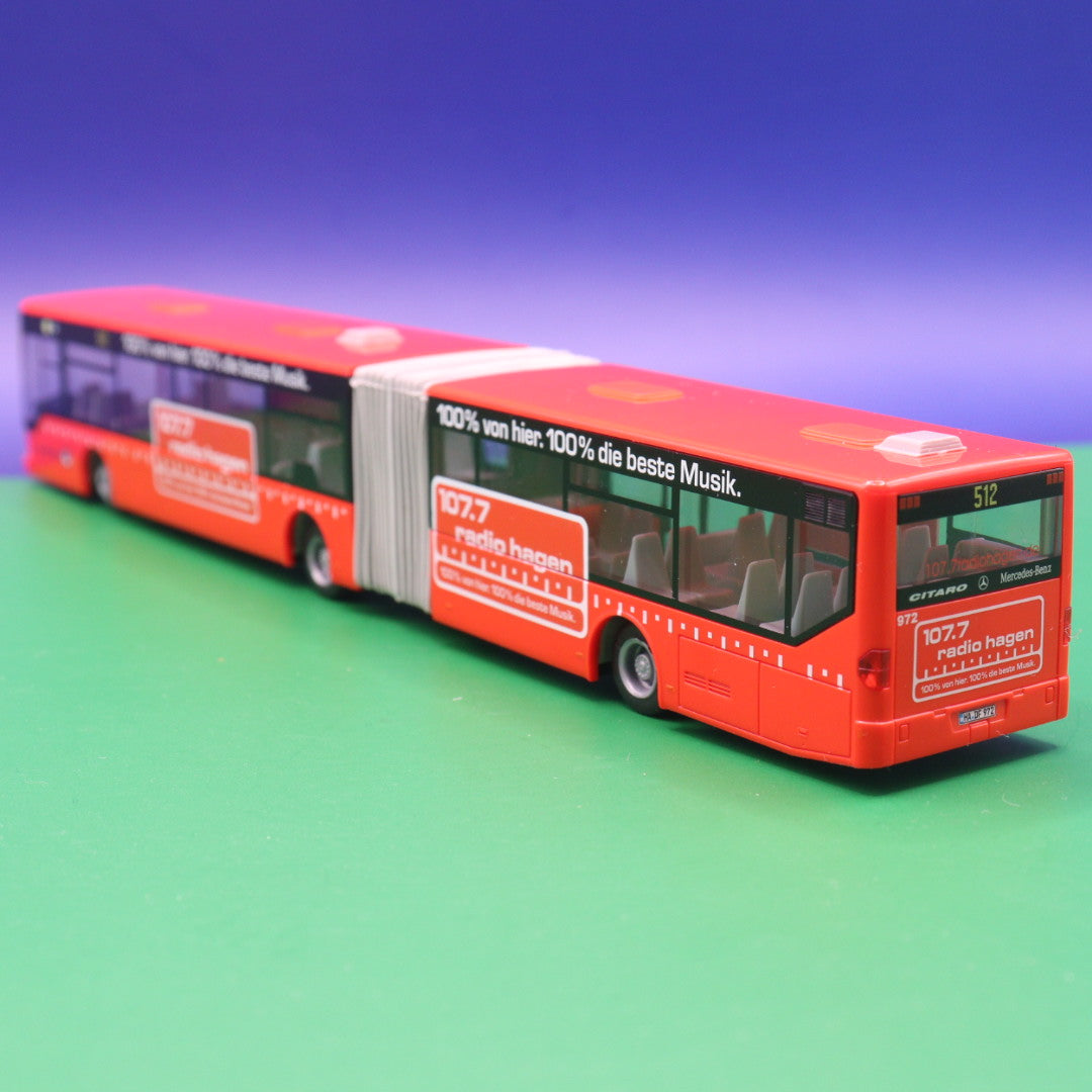 Mercedes Benz O530 Citaro G - 107.7 Radio Hagen - Hagener Straßenbahnen - Modellbus Rietze