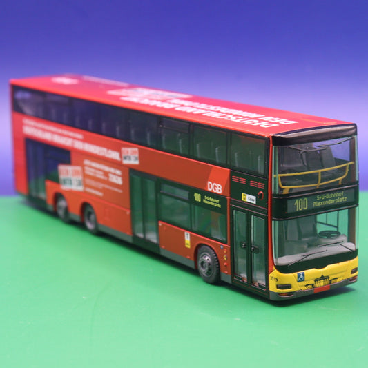 MAN DL 07 - BVG Berlin - DGB Deutschland braucht den Mindestlohn - Kein Lohn unter 7,50 - Linie 100 S+U Bahnhof Alexanderplatz - Modellbus Rietze