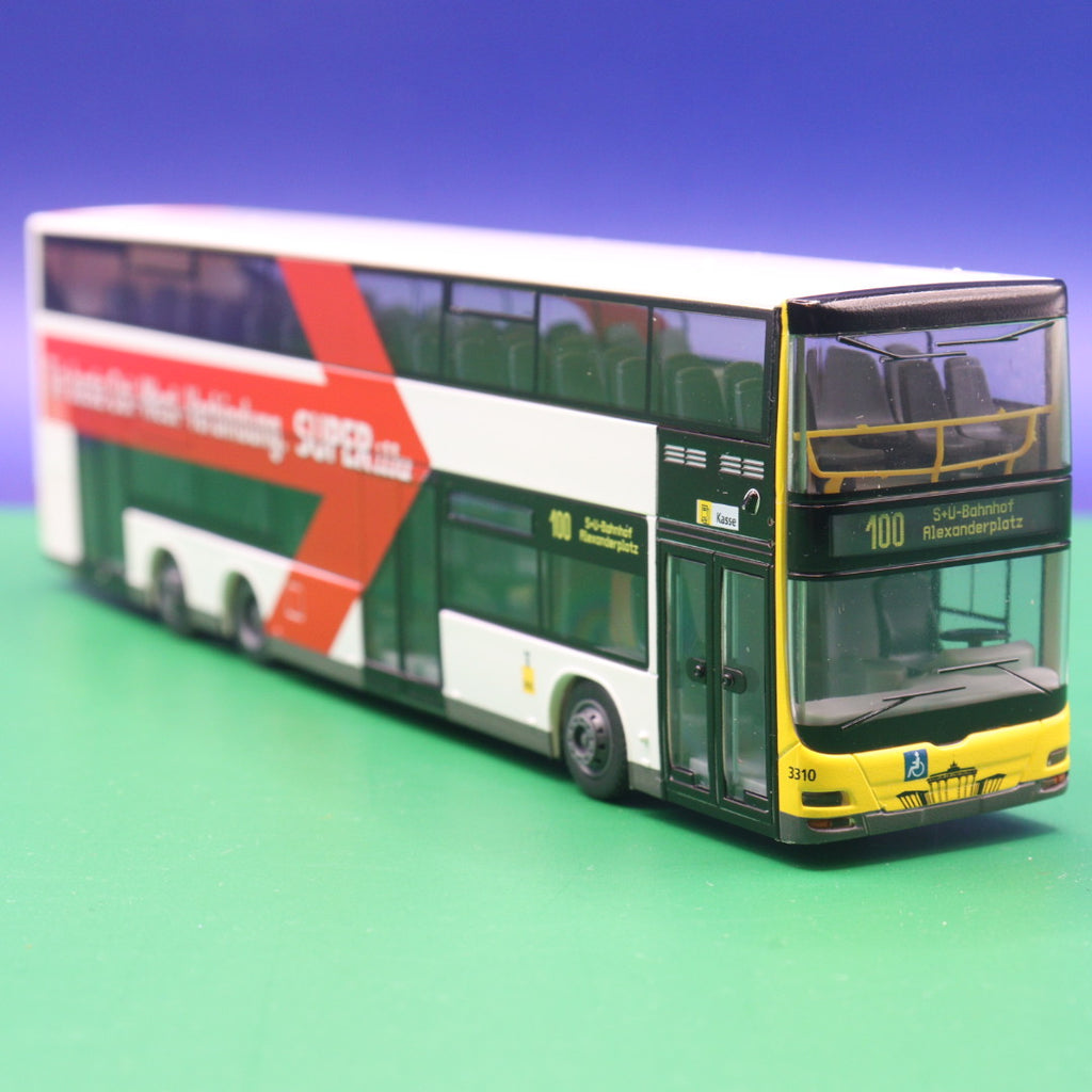 MAN Lions City DL 07 - Die beste Ost West Verbindung - Superillu - Linie 100 S+U Alexanderplatz - Modellbus Rietze 67719 (Auslieferung: 02/2019)