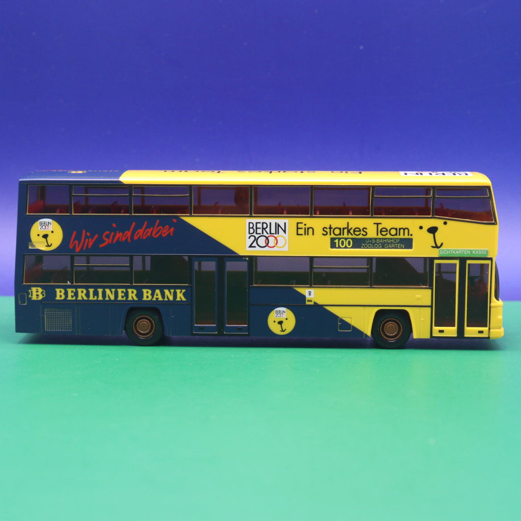 MAN DD - BVG Berlin - Berliner Bank - Berlin 2000 - Linie 100 U+S Bahnhof Zoolg Garten - Modellbus Wiking 62509