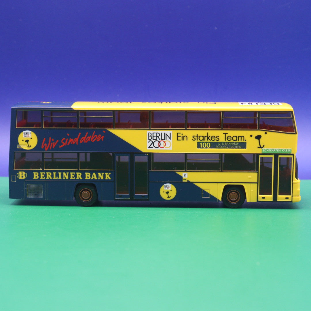 MAN DD - BVG Berlin - Berliner Bank - Berlin 2000 - Linie 100 U+S Bahnhof Zoolg Garten - Modellbus Wiking 62509