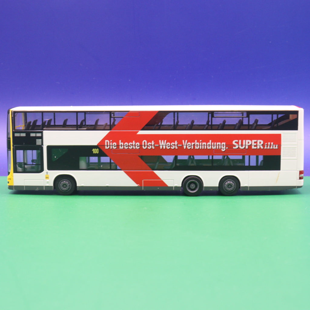 MAN Lions City DL 07 - Die beste Ost West Verbindung - Superillu - Linie 100 S+U Alexanderplatz - Modellbus Rietze 67719 (Auslieferung: 02/2019)