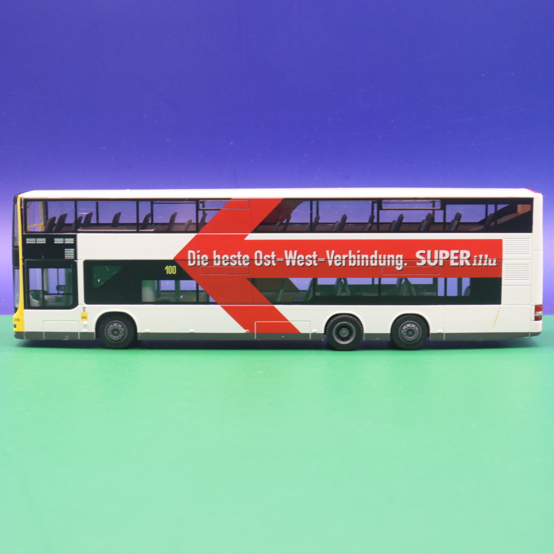MAN Lions City DL 07 - Die beste Ost West Verbindung - Superillu - Linie 100 S+U Alexanderplatz - Modellbus Rietze 67719 (Auslieferung: 02/2019)