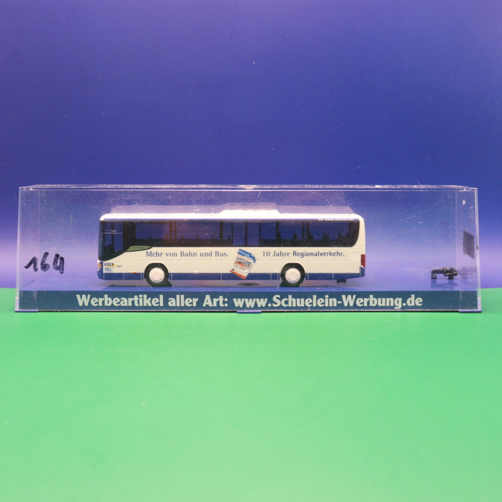 Setra S415 UL - NVB Niebüller Verkehrsbetriebe - Schuelein Werbung - Mit Vitrine gebraucht - Modellbus AWM