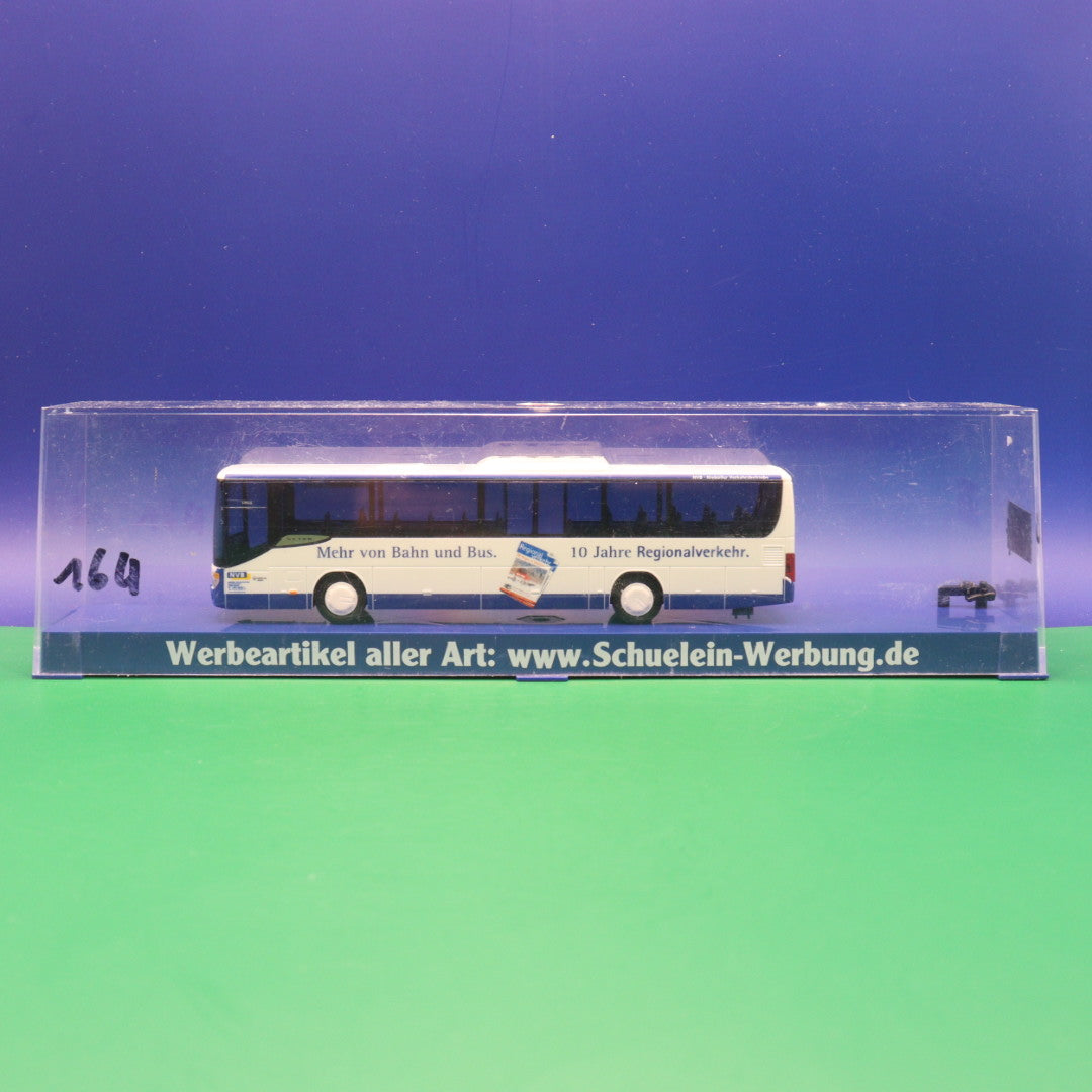 Setra S415 UL - NVB Niebüller Verkehrsbetriebe - Schuelein Werbung - Mit Vitrine gebraucht - Modellbus AWM