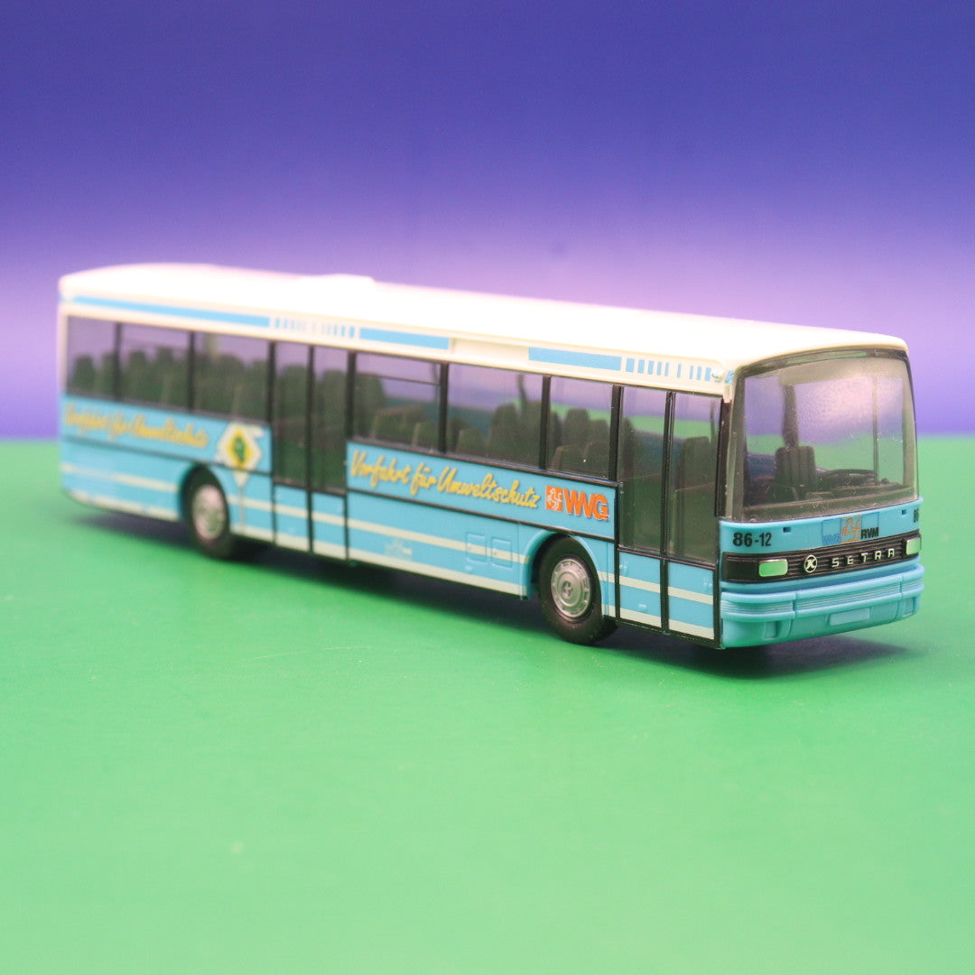 Setra S 215 SL - Vorfahrt für Umweltschutz WVG - Gebraucht, Ohne OVP - Modellbus Herpa