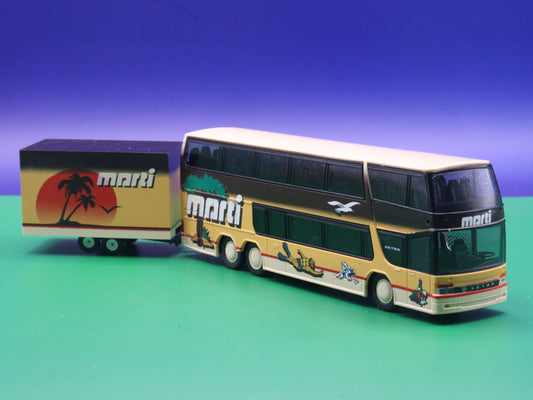 Setra S 328 - Marti Doppelstock mit Anhänger - Modellbus Rietze Reisebus