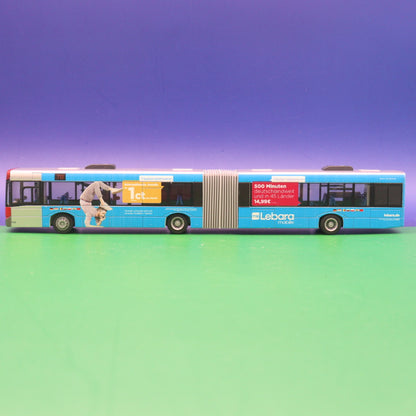 Solaris Urbino 18 - Rheinbahn Düsseldorf - Lebara mobile - Linie 738 Düsseldorf Hbf - Modellbus Rietze 66857 - Erscheinungsjahr: 08/2015