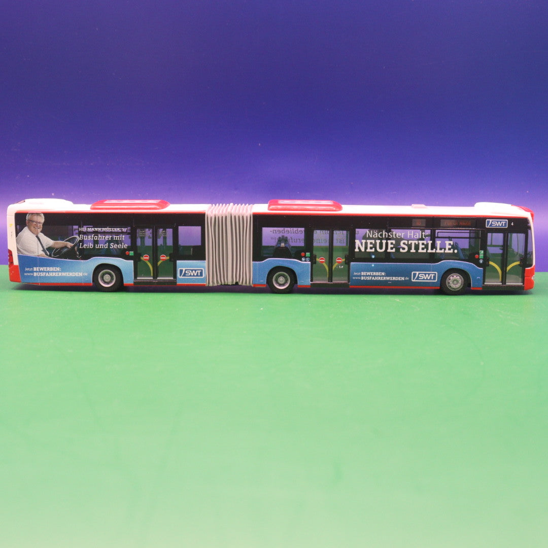Mercedes Benz Citaro C2 G - SWT Trier - Nächster Halt Neue Stelle - Modellbus Rietze mit Vitrine