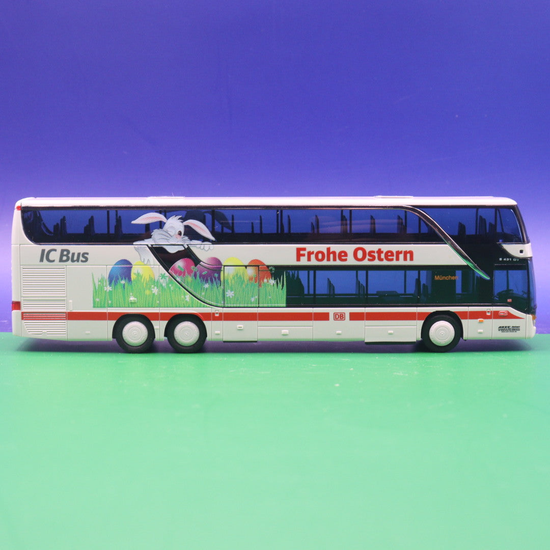 Setra S 431 DT Reisebus - DB ICE IC Bus - Frohe Ostern - Ziel: München - ARZC Reisen - AWM Modellbus