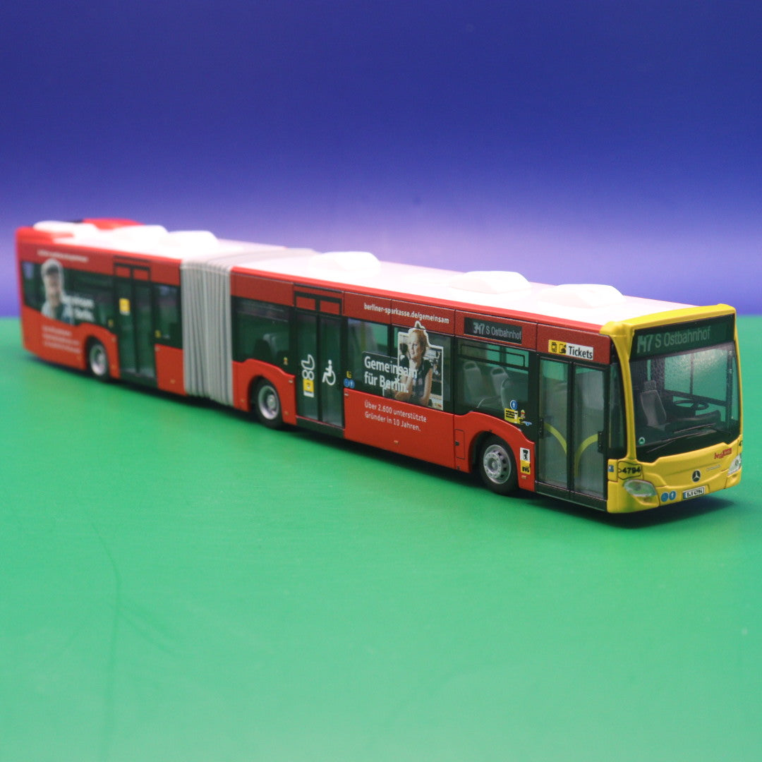 Mercedes Benz Citaro C2 G - BVG Berlin - Berliner Sparkasse (Gemeinsam für Berlin) - Linie 347 S Ostbahnhof - Modellbus Rietze 69964
