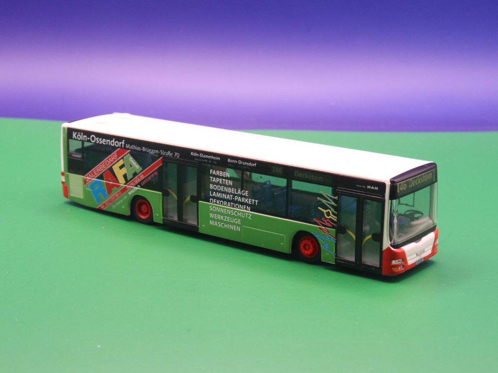 MAN Lions City - KVB Köln - RAFA Malerbedarf Linie 146 Deckstein- Modellbus Rietze 67472