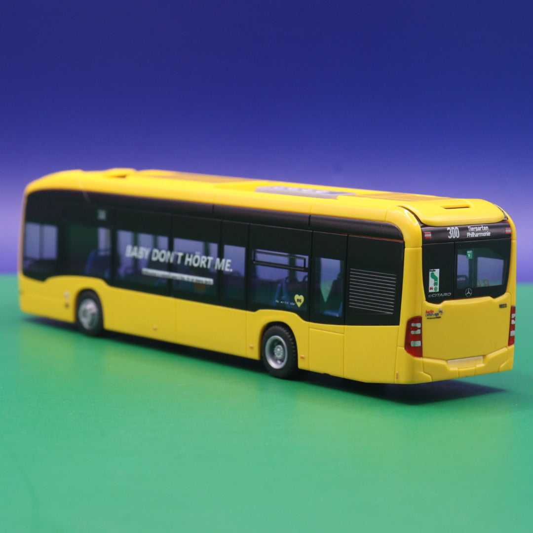 Mercedes Benz eCitaro 12 - BVG Berlin - BABY DON´T HÖRT ME - Linie 300 Tiergarten Philharmonie - LIMITIERTE AUFLAGE 170 Stück - Modellbus Rietze 75521