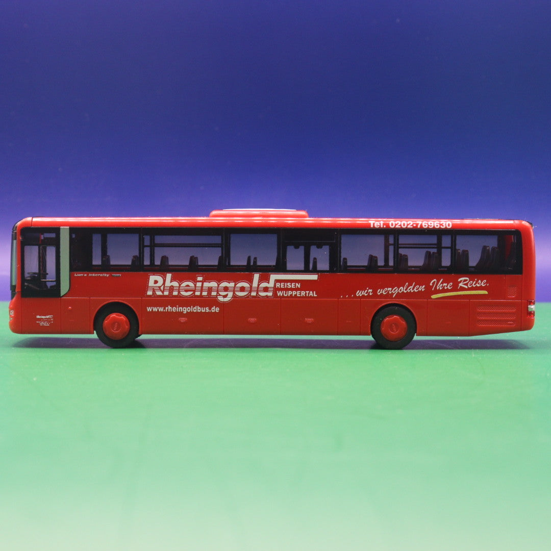 MAN Lions Intercity - Rheingold Reisen - Gebraucht, Ohne Zurüstteile - Modellbus Rietze 74711