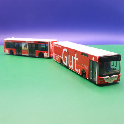 MAN Lions Göppel (mit Anhängerwagen) - Sparkasse Fürth - Modellbus Rietze 66012 (Gebraucht) (ANHÄNGER DEICHSEL FEHLT)