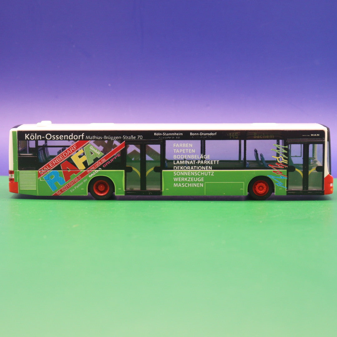 MAN Lions City - KVB Köln - RAFA Malerbedarf Linie 145 Bachem - Modellbus Rietze 67472