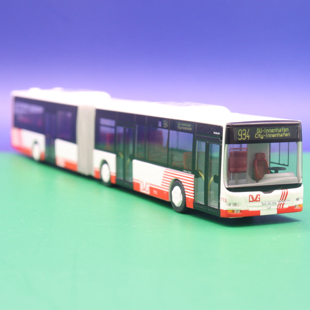MAN Lions City G - DVG Duisburg - Duisburger Verkehrsgesellschaft - Linie 934 DU Innenhafen City Innenhafen - Modellbus Rietze 67235 - Erscheinungsjahr: 04/2010