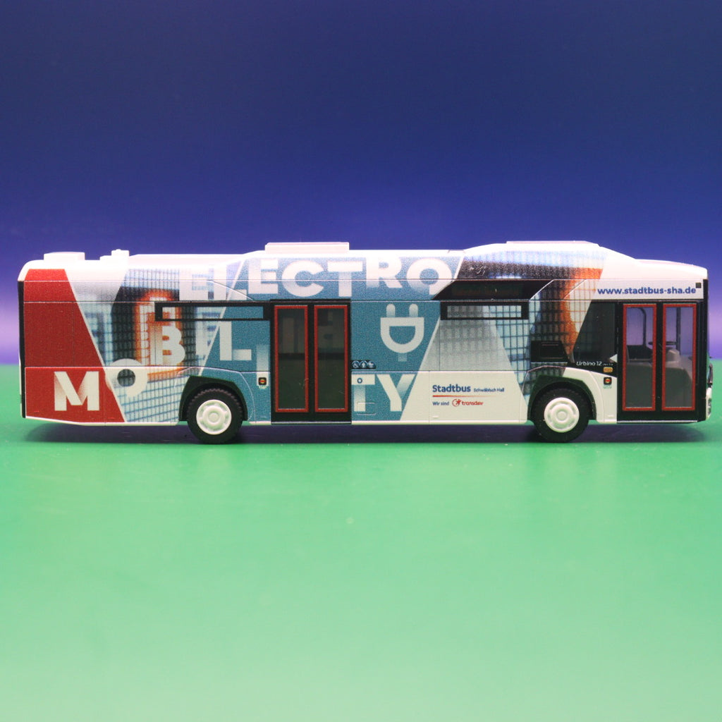 Solaris Urbino 12 - Stadtbus Schwäbisch Hall - Electro Mobil - Modellbus Rietze 73042