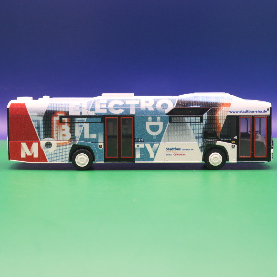 Solaris Urbino 12 - Stadtbus Schwäbisch Hall - Electro Mobil - Modellbus Rietze 73042