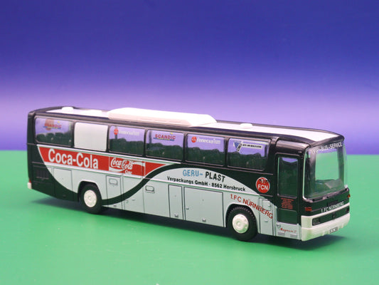 Mercedes Benz O303 - 1 FC Nürnberg Coca Cola - Modellbus Rietze Reisebus