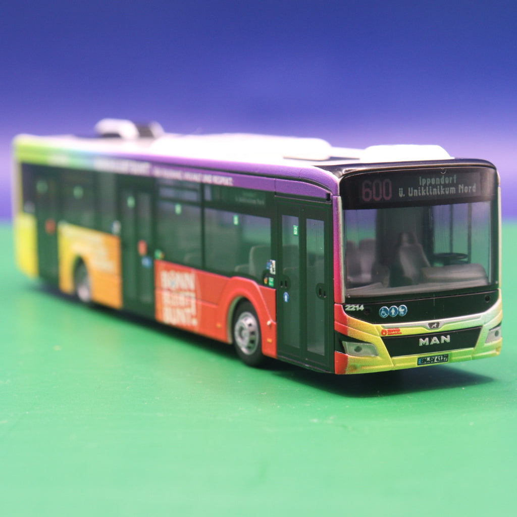 MAN New Lions City 12 - SWB Bonn - Bonn bleibt Bunt - Linie 600 Ippendorf ü. Uniklikum Nord - Modellbus Rietze 75421