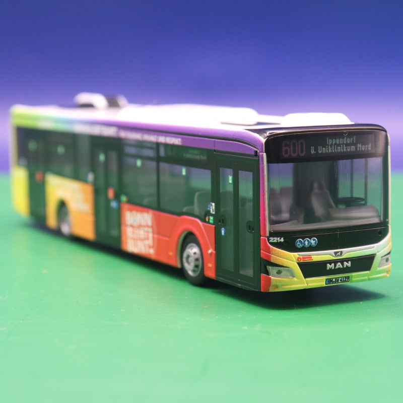 MAN New Lions City 12 - SWB Bonn - Bonn bleibt Bunt - Linie 600 Ippendorf ü. Uniklikum Nord - Modellbus Rietze 75421
