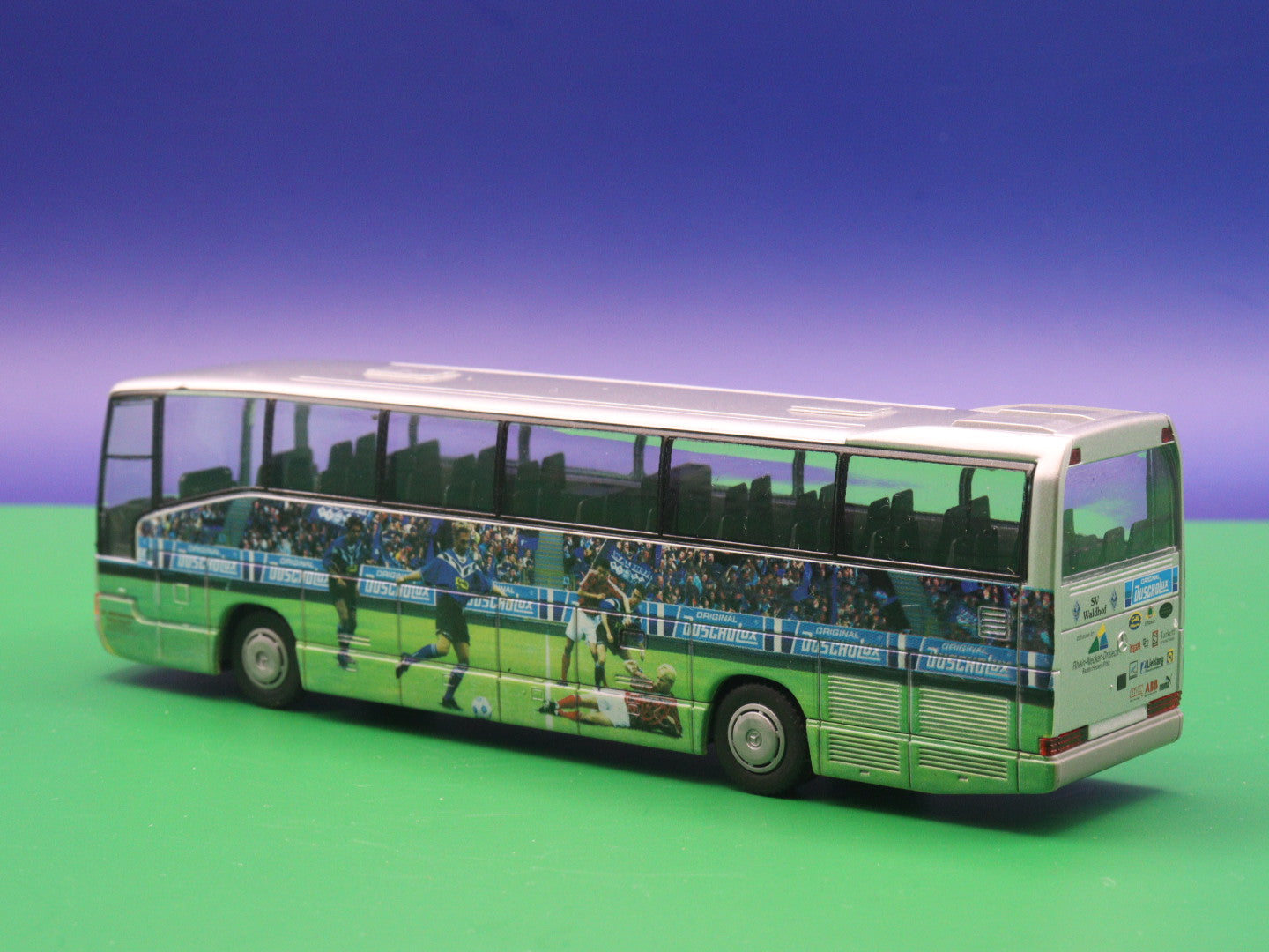 Mercedes Benz O 404 RHD - Fußball Waldhof Mannheim 1995/1996  - Modellbus Rietze Reisebus